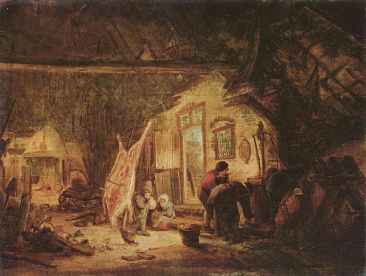 Isaac van Ostade Schweineschlachten oil painting image